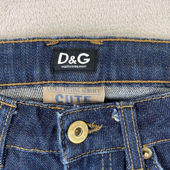 Dolce & Gabbana D&G Jeans Women 24 Blue Cute Slim Straight Back Logo Designer‎ - Picture 4 of 15